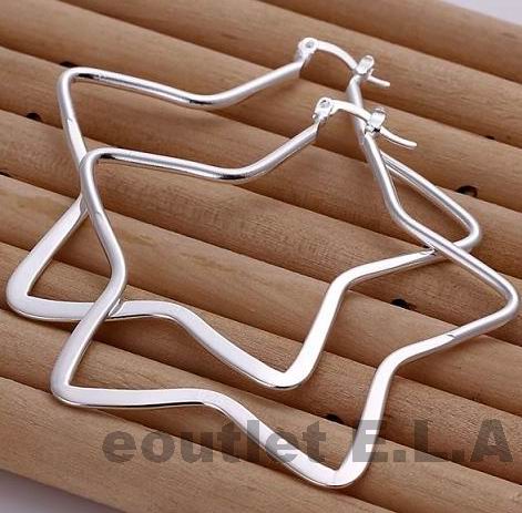SEXY LARGE 52mm STAR SILVER EARRINGS